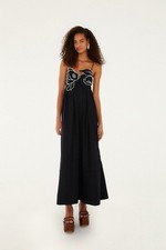 FARM Rio Black Fish Top Maxi Dress M NWT Resort Boho Chic Luxury Art Deco
