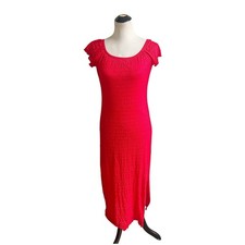 No Comments Red Maxi Dress Y2K Ruffled Gauze Size XL Bodycon Figure Flattering