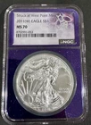 2011-WEST POINT AMERICAN EAGLE S$1 PURPLE BEA MS-70 NGC 1OZ FINE SILVER