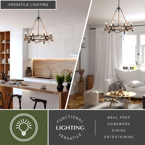 Vaxcel Lighting H0261 Breckenridge 6 Light 31"W Antler Ring - Grey - Picture 11 of 12