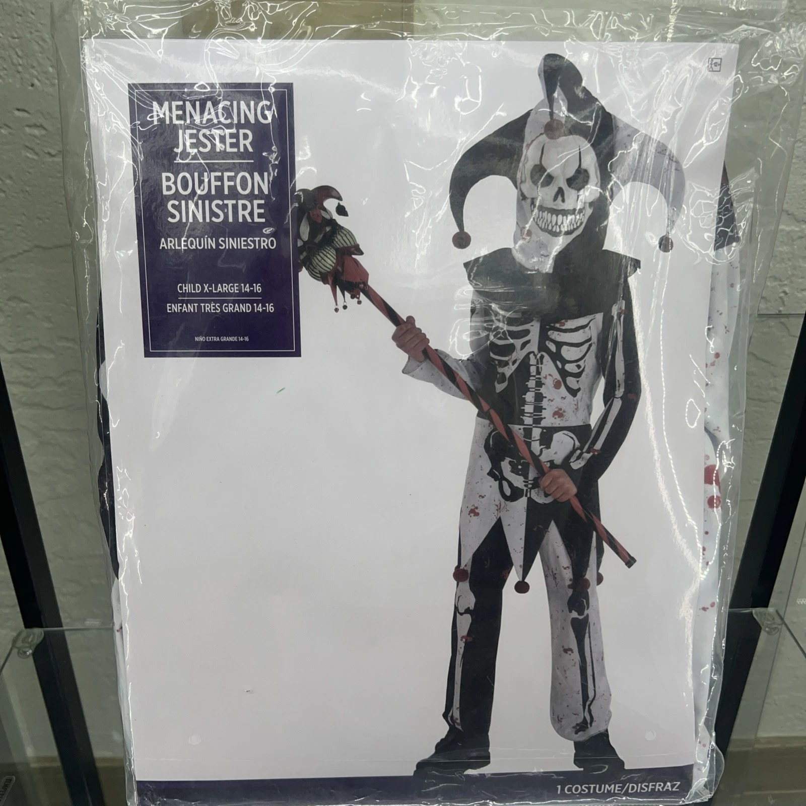 MENACING JESTER Halloween Costume 3 Piece Set Boys Child Size XL 14-16 NEW