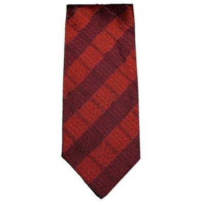 Longchamp PARIS 100% Silk Tie Red Geometric Diagonal Stripes Italy Necktie
