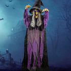 72” Halloween Hanging Witch Decorations Outdoor, Flying Talking Ghost Decor Ligh