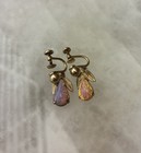 Vintage Signed Van Dell 12K Gold Filled Screw back Earrings Opal Glass Floral — photo 2