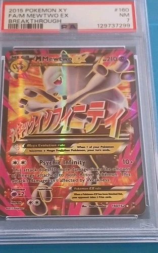 Pokémon M Mewtwo EX 160/162 Breakthrough Full Art Ultra Rare Holo PSA 7
