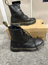 Dr. Martens Men's Black Leather Combat Boots Round Toe Lace-Up Eyelet