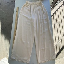 Adrienne Vittadini 100 Silk Pants Sz 8 Cream Wide Leg Hong Kong Vintage 90s