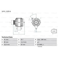 Bosch Generator Lichtmaschine 110A 14V FüR Iveco Daily III Bus Fiat Ducato