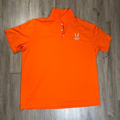 Nike Polo USATF Orange Shirt Size XXL 2XL Performance Active Golf Short Sleeve