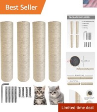 Cat Scratching Post Replacement, 4 PCS 15.7 inch Sisal Pole Cat Tree Replacem...