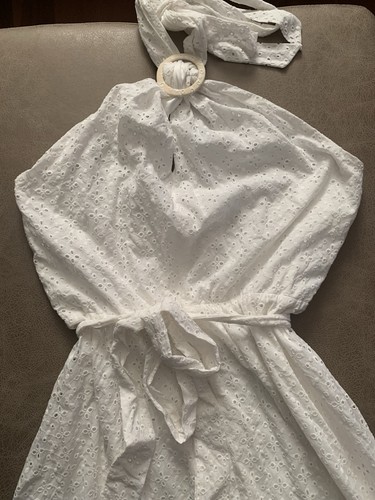 Anne Klein Women’s White Sleeveless Halter Neck Eyelet Dress NEW Size 16 - Picture 6 of 12