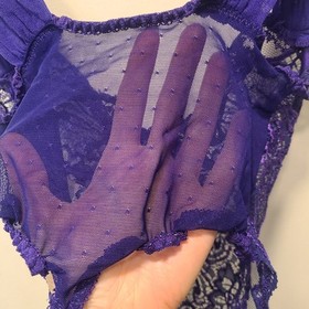 Vintage Victoria Secret Gold Label 34B Purple Lace Teddy Bodysuit One Piece