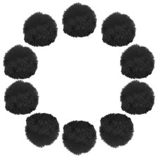 2.8 Inch Faux Fur Pom Pom Balls, 10 Pcs Black Faux Fur Pom Poms for Hats