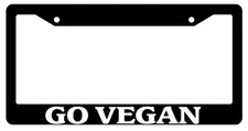 Go Vegan Black Plastic License Plate Frame Auto