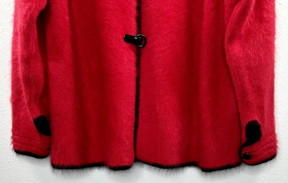 Cárdigan Suéter Chaqueta Forrada Venesha Alta Calidad Angora Rojo Botón Frontal Talla M Foto 2 de 4
