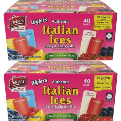 Wyler's Freeze Pop Italian Ices Berry And Cherry Ice Mix, 40 Count (Pack of 2)