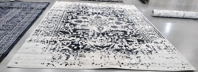 CREAM / NAVY 9' X 12' Broken Thread Rug, Reduced Price 1172745293 MAD603D-9
