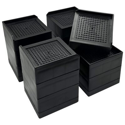 Bed Risers Heavy Duty Blocks 2-4 Inch Lifts Beds Desks Sofa Black 4-Pack