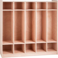 Preschool Cubby Lockers 5-Section Plywood Birch Coat Locker 15MM Thickness