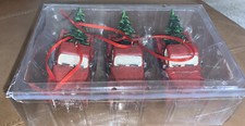 New  Set of 3 Old Red Truck w Christmas Tree in Bed Ornaments