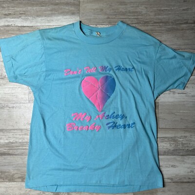 Vintage Achey Breaky Heart T-shirt Single Stitch Womens L Screen Stars
