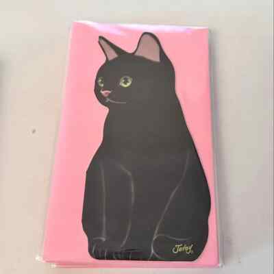 Süße schwarze Katze seitlich schaut 3D Grußkarte für Katzenliebhaber