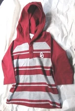 NCAA Oklahoma Sooners Stripe Hooded Long Sleeve Shirt Size 2T Two Feet Ahead