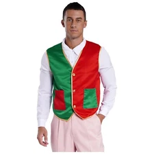 Men Vest Halloween Costume Xmas Christmas Role Play Tops Circus Dress Up Adult