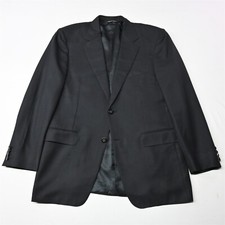 Canali 40R Black Full Canvas Wool Mens Blazer Sport Coat Suit Jacket