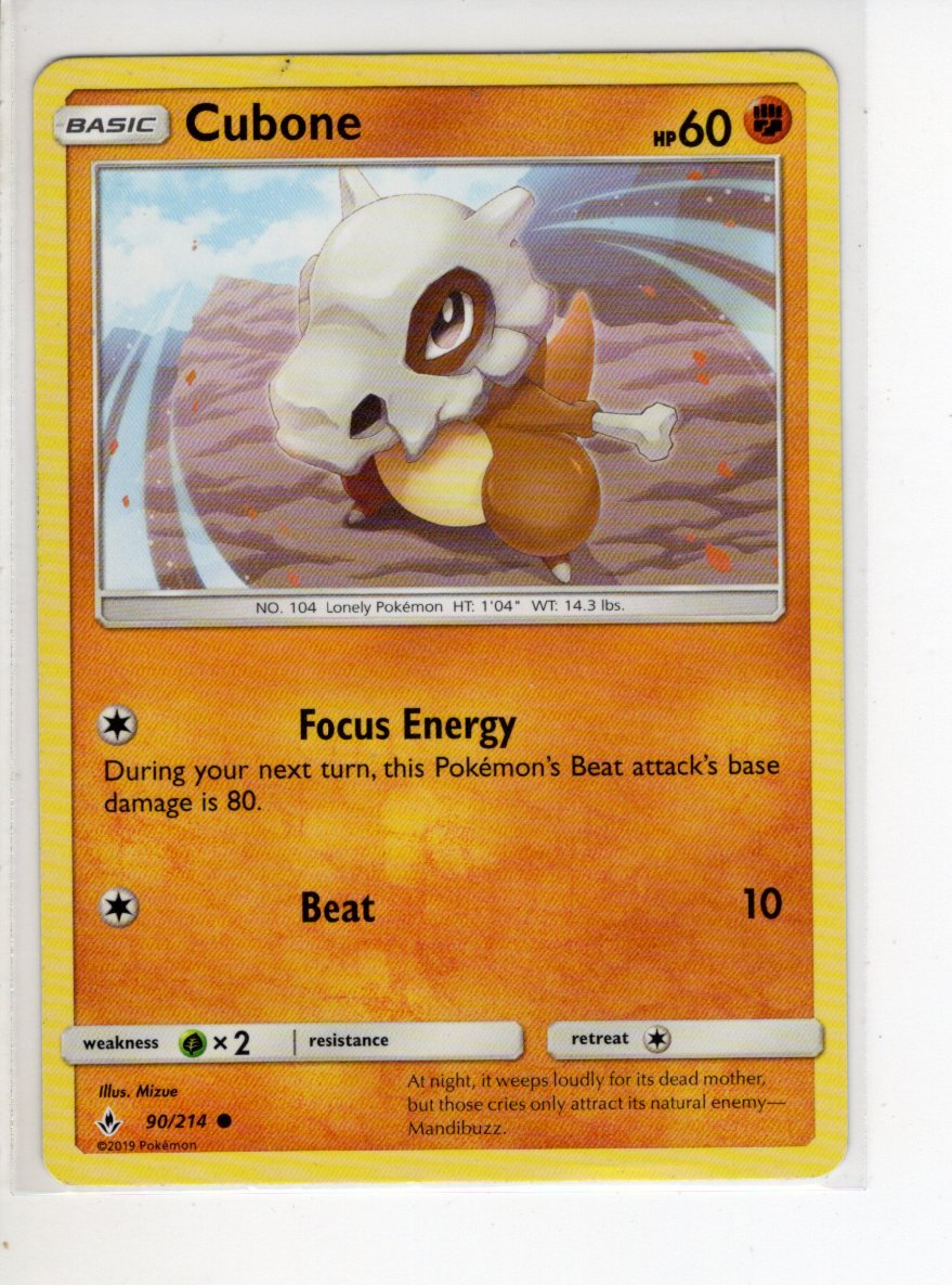 CUBONE UNBROKEN BONDS SET POKEMON CARD 90/214 LP
