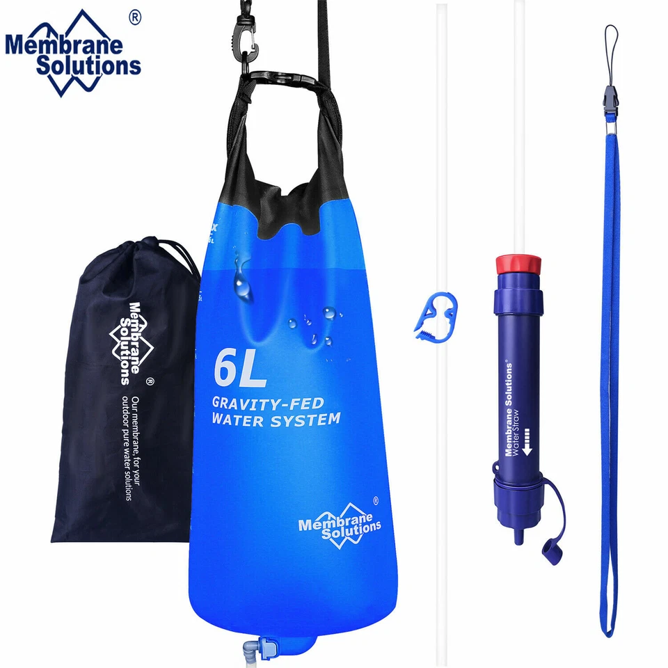 Gravity Fed Water Filtration System,Adjustable Tree Strap,6L|Water Filter Straw - image 3 of 4