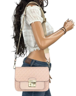 MICHAEL KORS SLOAN EDITOR MEDIUM FLAP SHOULDER MESSENGER BAG MK POWDER BLUSH