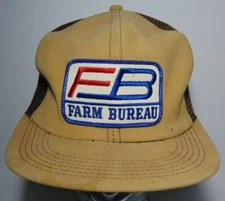 Old 1980s FARM BUREAU PATCH SNAPBACK VINTAGE TRUCKER HAT MADE IN USA K-BRAND CAP