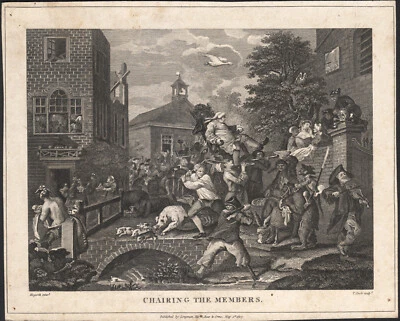 1807 Gravure William Hogarth Elections membres du parlement Satire anglaise - Photo 1/4