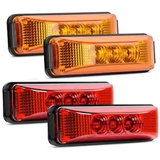 4x Amber Red 3LED Side Marker Lights RV Truck Trailer Clearance Light Waterproof
