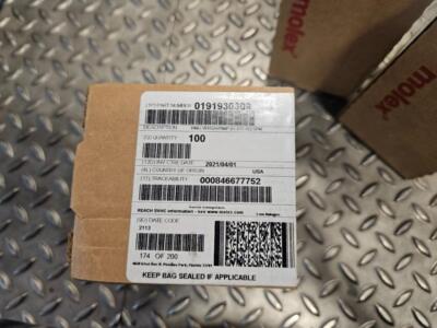 100 New Molex 0191930309 Tin Plated Copper Ring Terminal 2 AWG x 5/16'' Stud