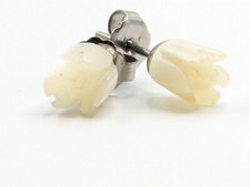 Tulip Flower Pierced Earrings White Acrylic Jewelry