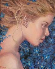 Wind, Original Oil painting, Portrait,Contemporary, Size 16"x20", 2025,US