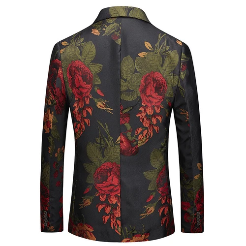 Men Business Floral Suit Blazer Dress Jacket Pocket Casual Party Cocktail Jacket - Bild 6 von 9