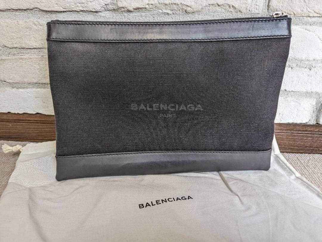 Canvas x Leather clutch bag Black plain men&#039;s USED JAPAN | eBay