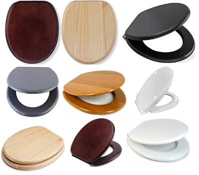 MDF Universal WC Sitz robust Holz Badezimmer Oval Chrom Scharniere 18'''' Zuhause