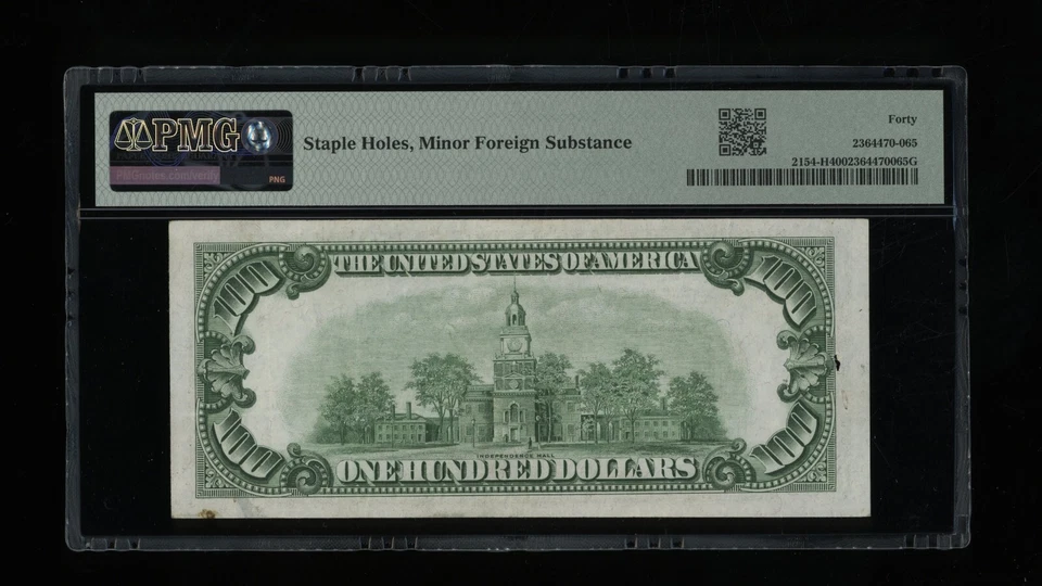 DBR 1934-B $100 St. Louis Vinson Fr. 2154-H PMG XF-40 Serial H02861957A - Image 2 of 2