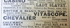 1896 NY newspaper 1st MOVIE AD Edison VITASCOPE Koster & Bial Music Hall Theater