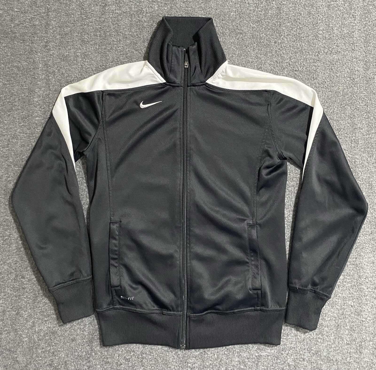 Nike Dri Fit Mens Full Zip Warmup Black Sweatshirt Size M