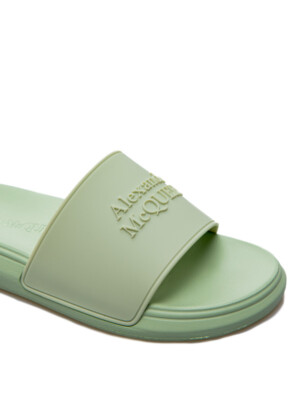 $290 Mens Alexander McQueen Hybrid Logo Slides Sandals Mint  display picture 2