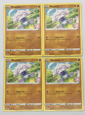 POKEMON TCG LOST ORIGIN Meditite x4 4x Common Playset #099/196 Pack ...