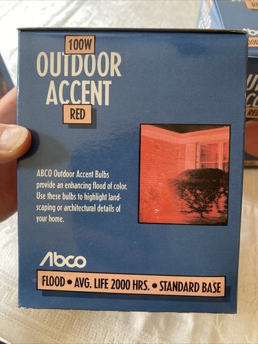 NEW Set Of 3 100W RED Abco Outdoor Accent Flood Light - Standard Base - Picture 6 of 7