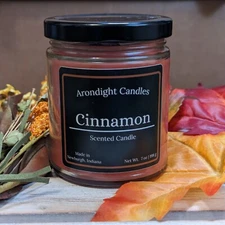 Cinnamon Scented Candle Handmade 9oz Jar Soy Wax Blend