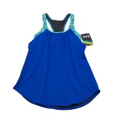 TYR Womens DuraFast Sonoma 2 in 1 Tankini Swim Top UPF 50 Blue Green S