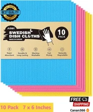 10 pcs Swedish Dishcloths for Kitchen, Absorbent Sponge Cloth Reusable 7" X 6"